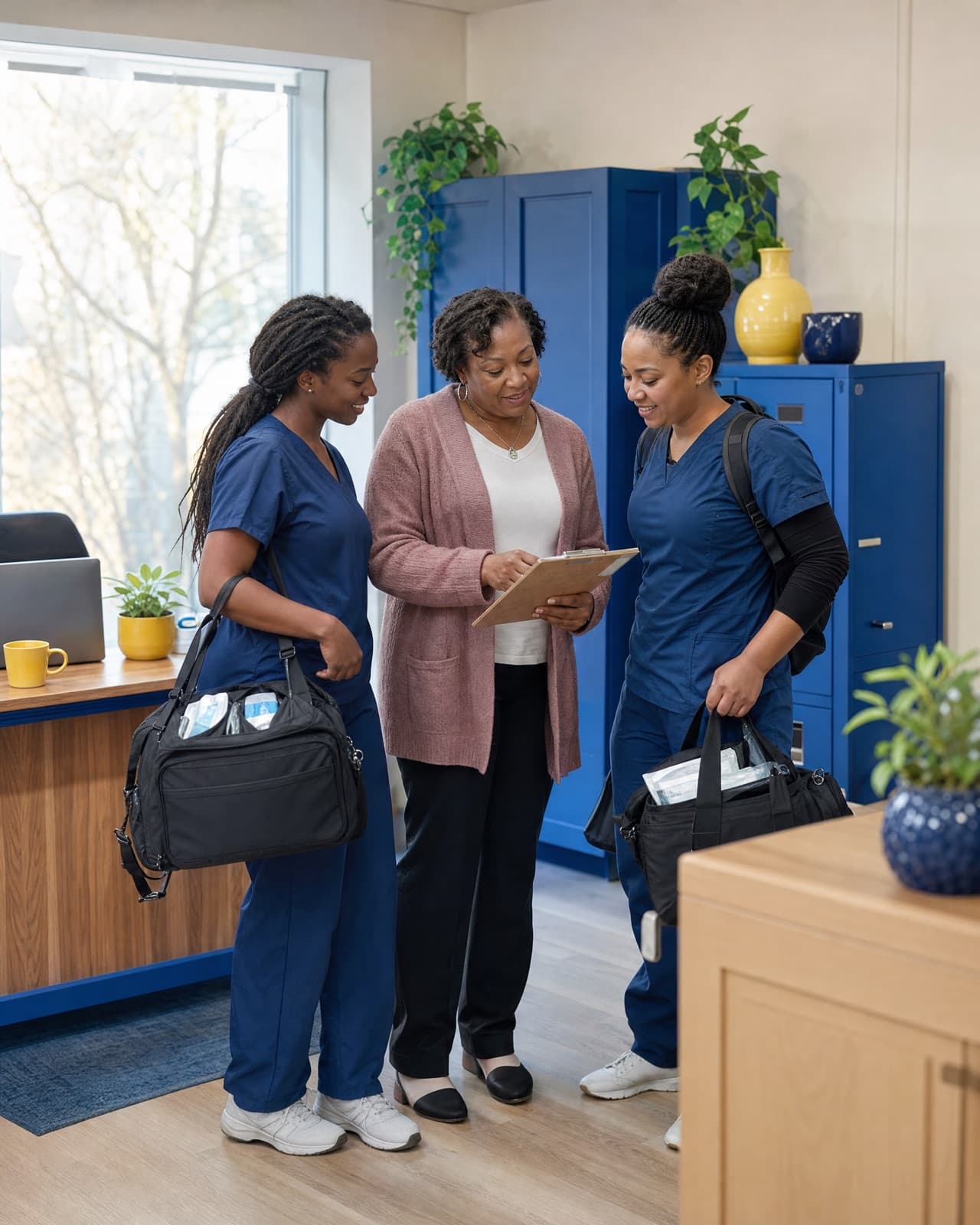 The owner or crew at work in their home healthcare agency
