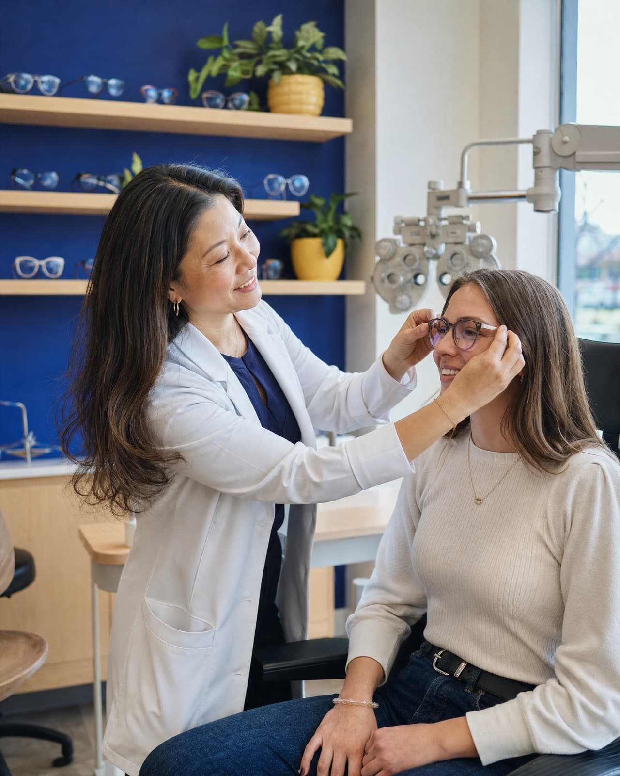 The owner or crew at work in their optometry practice